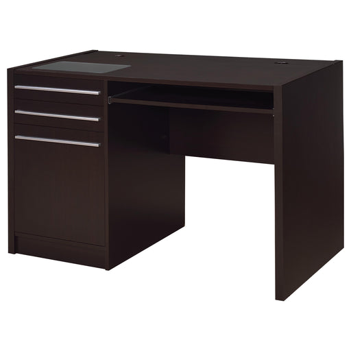 Halston 47-inch 2-drawer Office Desk with Cabinet Cappuccino - alternate view