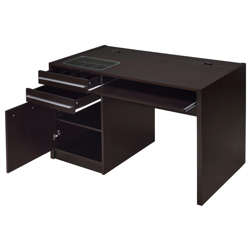 Halston 47-inch 2-drawer Office Desk with Cabinet Cappuccino - detail 3