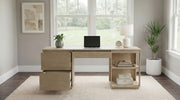 Harkes 75-inch 3-drawer Computer Desk with Adjustable Shelf Light Elm - alternate view