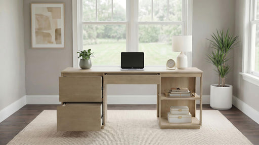 Harkes 75-inch 3-drawer Computer Desk with Adjustable Shelf Light Elm - alternate view