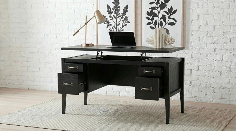 Graham 54-inch 4-drawer Double Pedestal Lift Top Computer Desk Black - alternate view