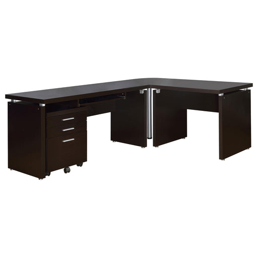 Skylar L-Shape Desk with Mobile File Cabinet Cappuccino - alternate view