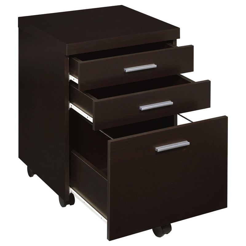 Skylar 3-drawer Home Office Mobile File Cabinet Cappuccino - detail 3