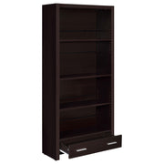 Skylar 71-inch 5-shelf Bookcase with Drawer Cappuccino - detail 3