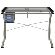 Melo 41-inch Glass Top Drafting Table with Storage Silver - detail 7