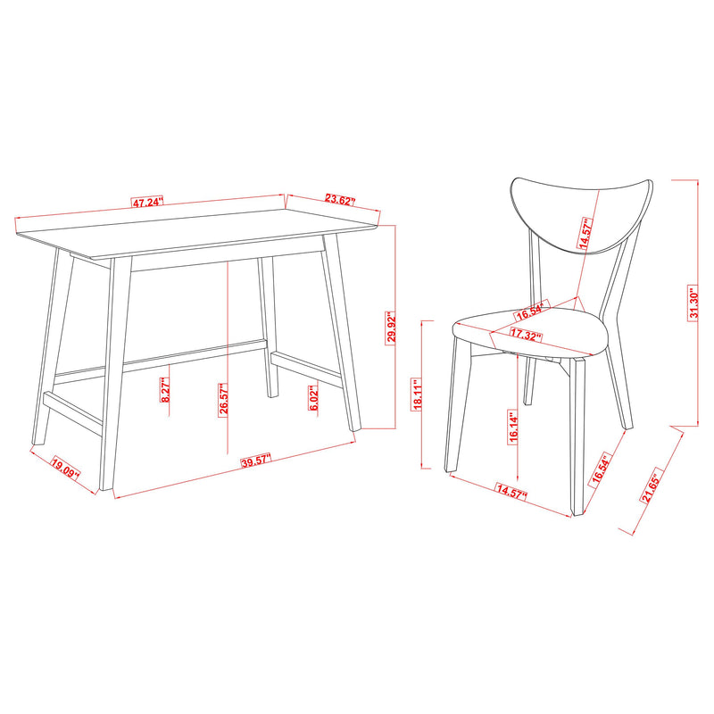 Karri 2-piece Home Office Computer Desk and Chair Set Walnut - detail 5