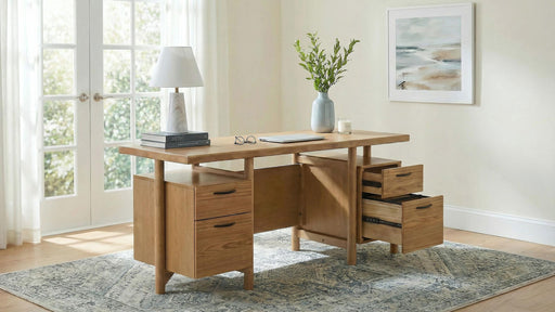Roldan 69-inch 4-drawer Computer Desk with File Drawer Light Ash - alternate view