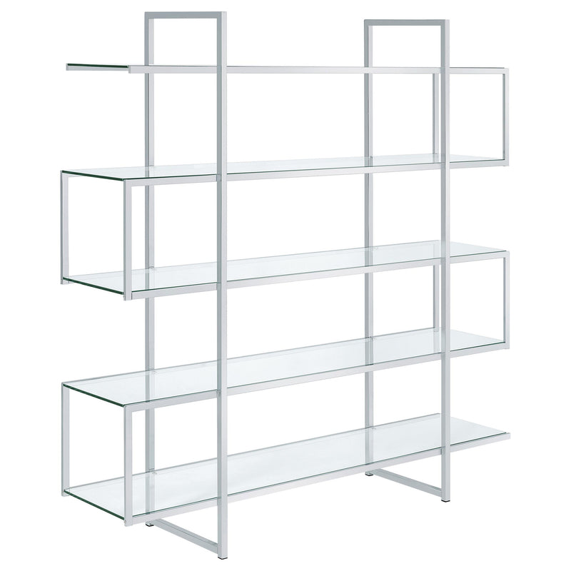 Elmer 63-inch 5-shelf Bookshelf Clear and Chrome - alternate view