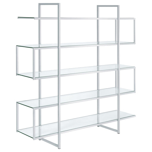 Elmer 63-inch 5-shelf Bookshelf Clear and Chrome - alternate view