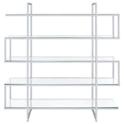 Elmer 63-inch 5-shelf Bookshelf Clear and Chrome - detail 3