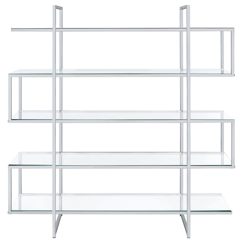 Elmer 63-inch 5-shelf Bookshelf Clear and Chrome - detail 3