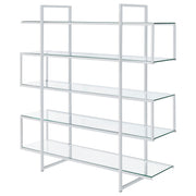 Elmer 63-inch 5-shelf Bookshelf Clear and Chrome - detail 4