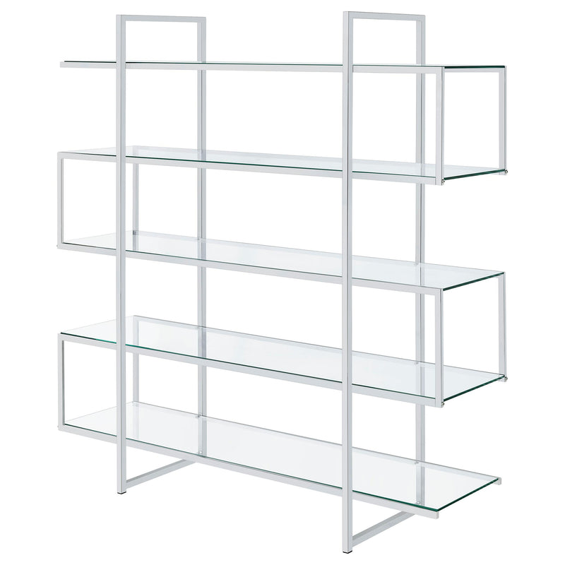 Elmer 63-inch 5-shelf Bookshelf Clear and Chrome - detail 4