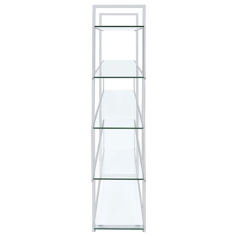Elmer 63-inch 5-shelf Bookshelf Clear and Chrome - detail 5