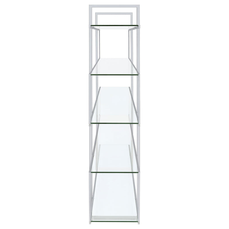 Elmer 63-inch 5-shelf Bookshelf Clear and Chrome - detail 6