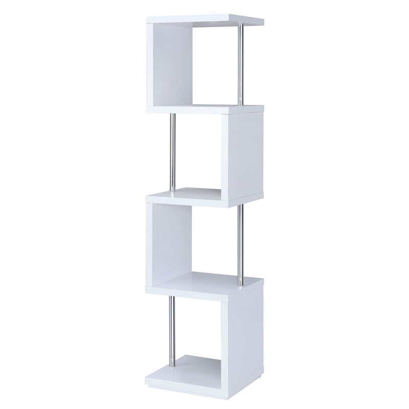 Baxter 67-inch 4-shelf Bookshelf White and Chrome - alternate view