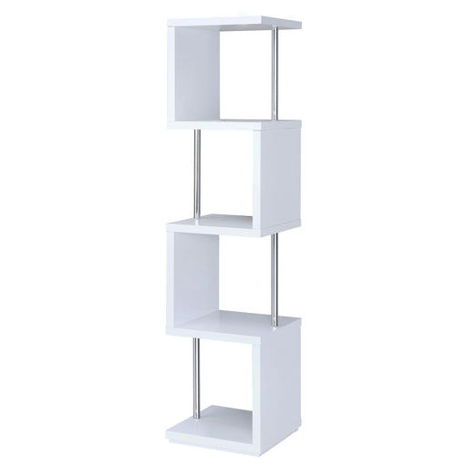 Baxter 67-inch 4-shelf Bookshelf White and Chrome - alternate view