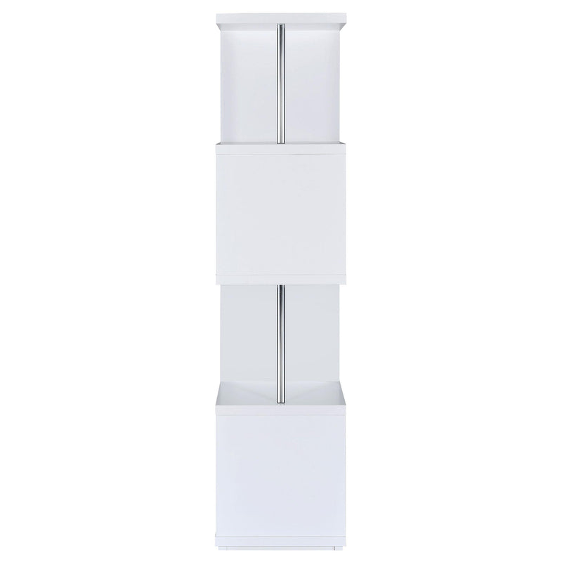 Baxter 67-inch 4-shelf Bookshelf White and Chrome - detail 3