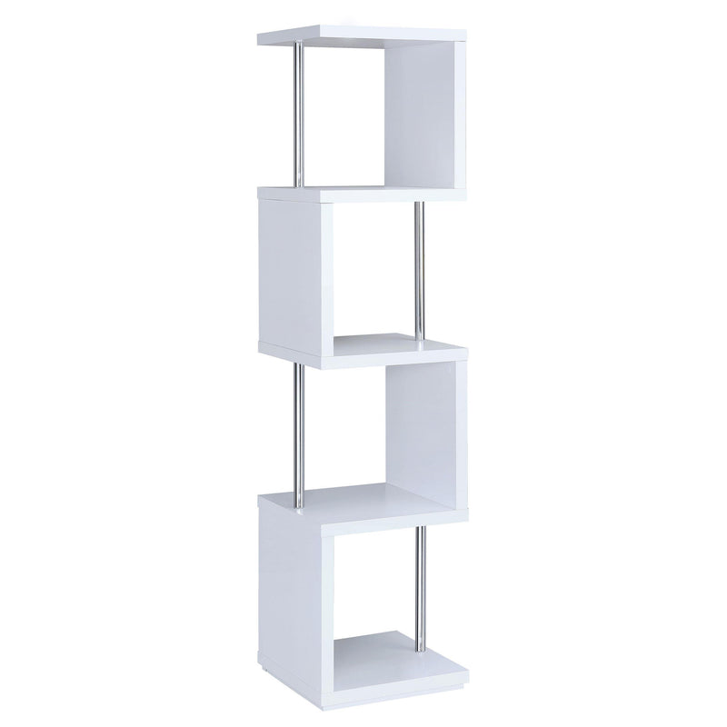 Baxter 67-inch 4-shelf Bookshelf White and Chrome - detail 4