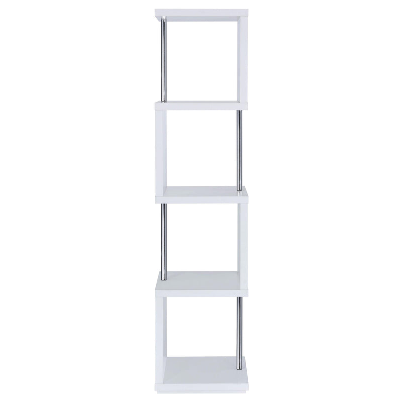 Baxter 67-inch 4-shelf Bookshelf White and Chrome - detail 5