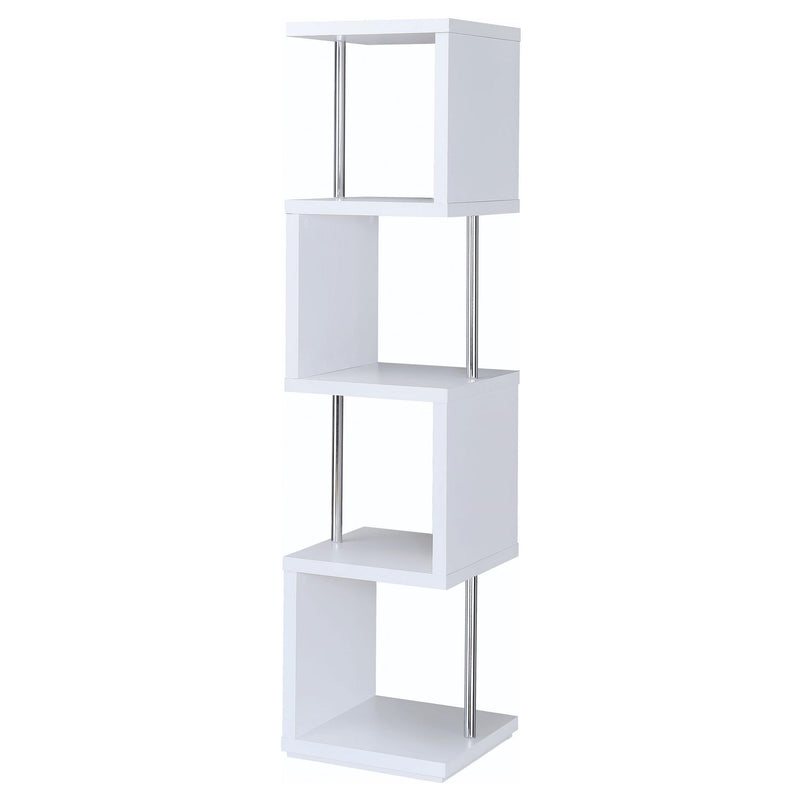 Baxter 67-inch 4-shelf Bookshelf White and Chrome - detail 6