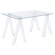 Amaturo 59-inch Glass Top Acrylic Writing Desk Clear - alternate view