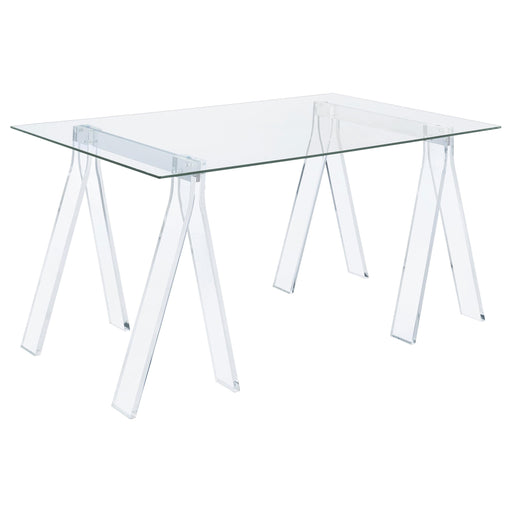 Amaturo 59-inch Glass Top Acrylic Writing Desk Clear - alternate view