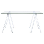 Amaturo 59-inch Glass Top Acrylic Writing Desk Clear - detail 3