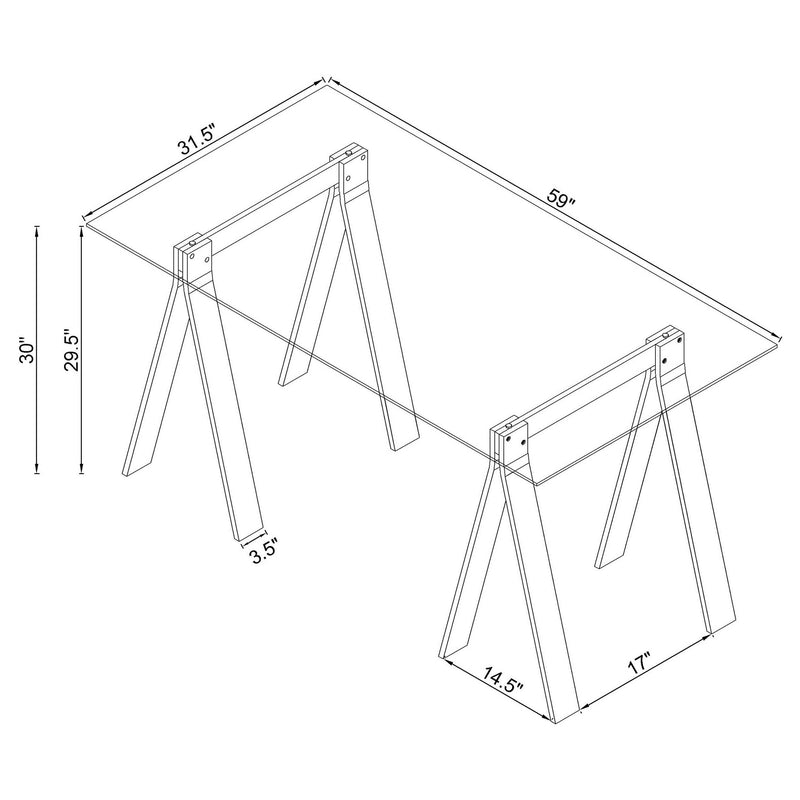 Amaturo 59-inch Glass Top Acrylic Writing Desk Clear - detail 5