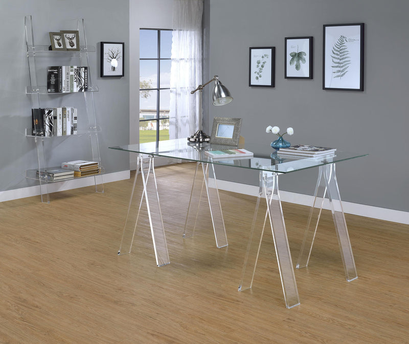 Amaturo 59-inch Glass Top Acrylic Writing Desk Clear - detail 7