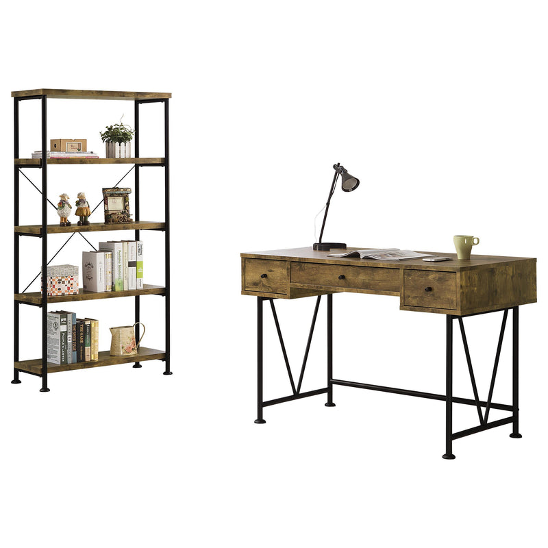 Analiese 2-piece Computer Desk Bookcase Set Rustic Nutmeg - alternate view