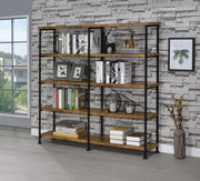 Analiese 63-inch 4-shelf Double Bookshelf Rustic Nutmeg