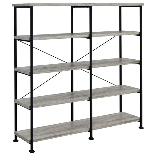 Analiese 63-inch 4-shelf Double Bookshelf Grey Driftwood - alternate view