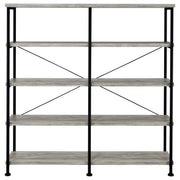 Analiese 63-inch 4-shelf Double Bookshelf Grey Driftwood - detail 3
