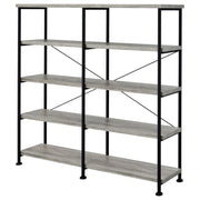 Analiese 63-inch 4-shelf Double Bookshelf Grey Driftwood - detail 4
