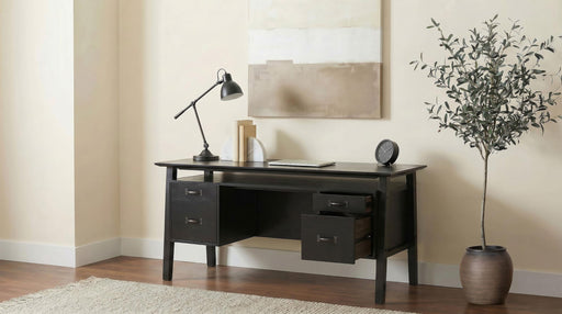 Goodson 64-inch 4-Drawer Double Pedestal Computer Desk Black - alternate view