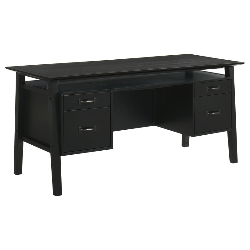 Goodson 64-inch 4-Drawer Double Pedestal Computer Desk Black - detail 3