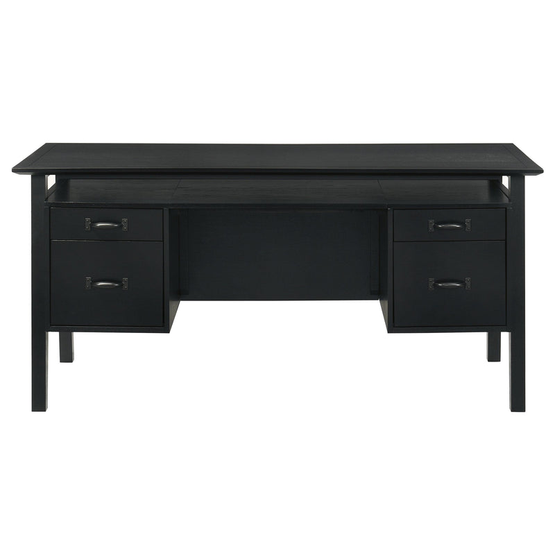 Goodson 64-inch 4-Drawer Double Pedestal Computer Desk Black - detail 5