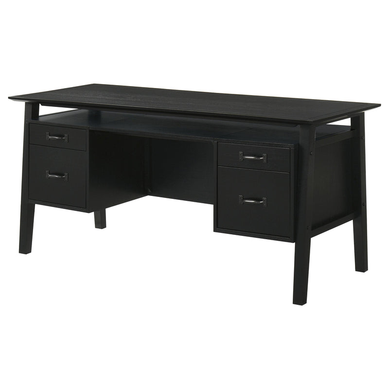 Goodson 64-inch 4-Drawer Double Pedestal Computer Desk Black - detail 6