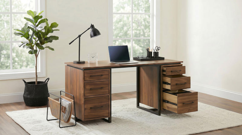 Berhalter 6-Drawer Double Pedestal File Computer Desk - alternate view