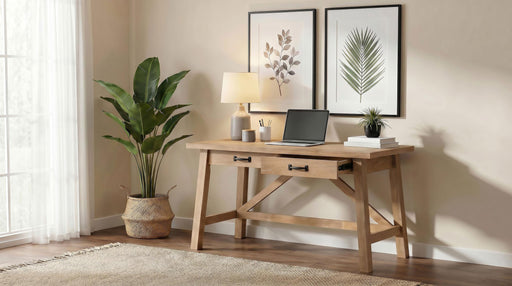Fabian 54-inch 2-drawer Computer Writing Desk Distressed Light Brown - alternate view