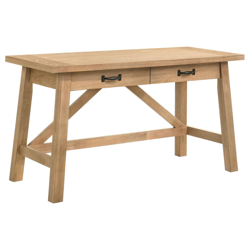 Fabian 54-inch 2-drawer Computer Writing Desk Distressed Light Brown - detail 3