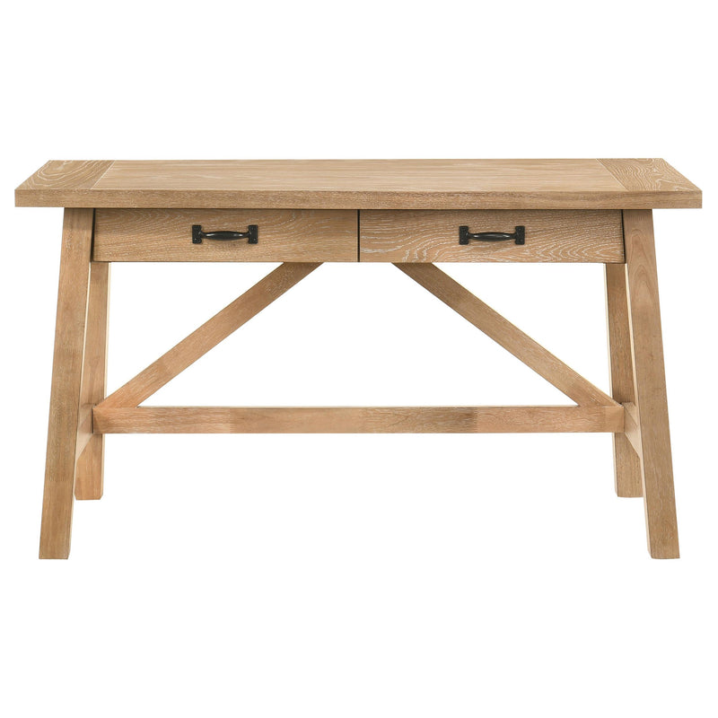 Fabian 54-inch 2-drawer Computer Writing Desk Distressed Light Brown - detail 5