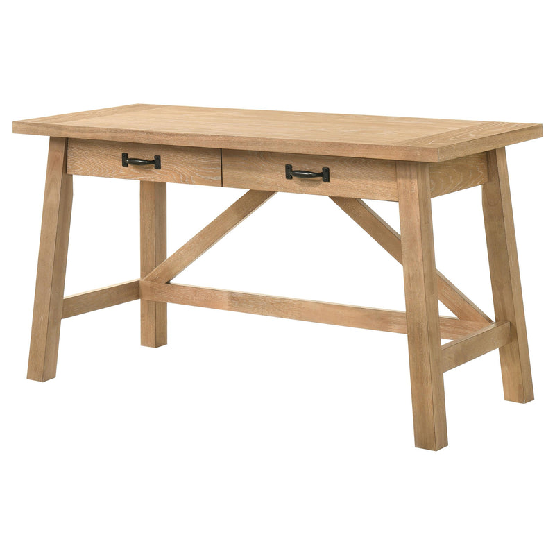 Fabian 54-inch 2-drawer Computer Writing Desk Distressed Light Brown - detail 6