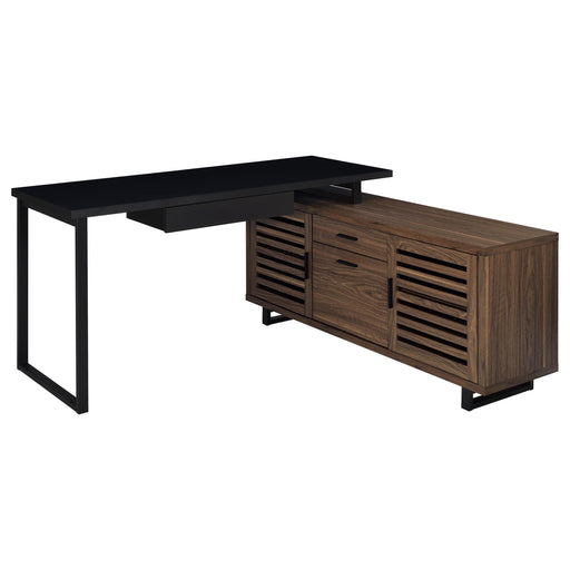 Maddox 60-inch L-Shape Office Computer Desk Black and Walnut - alternate view