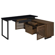 Maddox 60-inch L-Shape Office Computer Desk Black and Walnut - detail 3