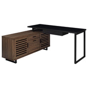 Maddox 60-inch L-Shape Office Computer Desk Black and Walnut - detail 4