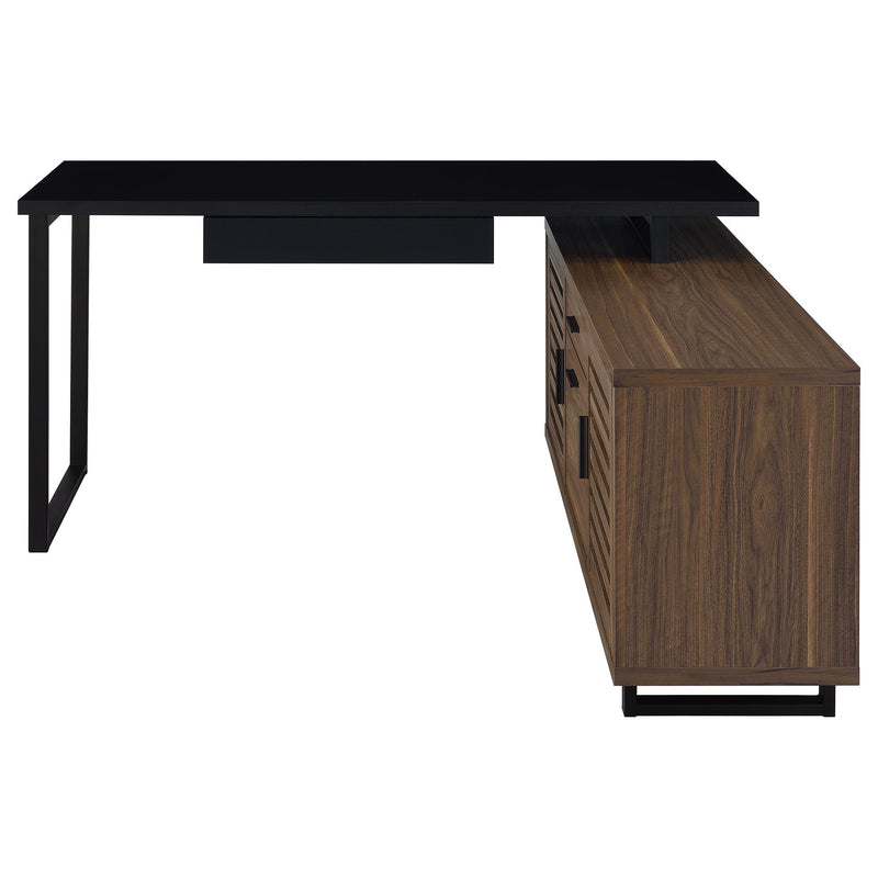 Maddox 60-inch L-Shape Office Computer Desk Black and Walnut - detail 5