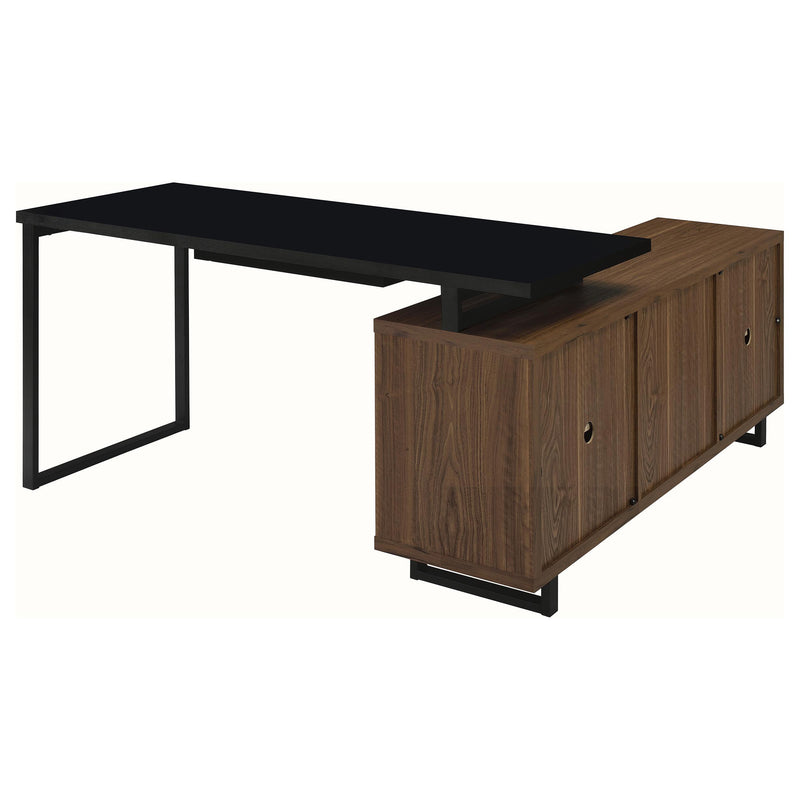 Maddox 60-inch L-Shape Office Computer Desk Black and Walnut - detail 6