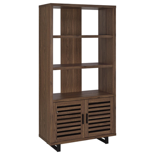 Maddox 71-inch 3-shelf Cabinet Bookcase Walnut - alternate view